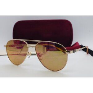 Gucci GG 1679S 002 Aviator Gold Sunglasses Gold Lenses 56mm